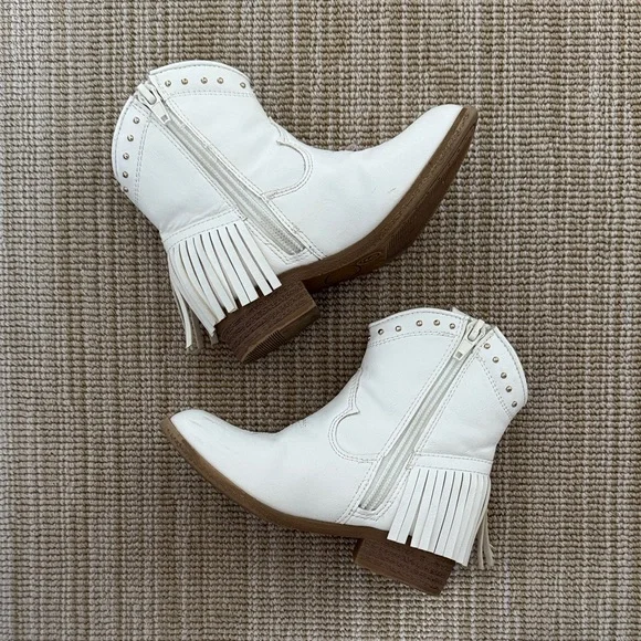 White Fringe Western Toddler Boots - Picture 1 of 5